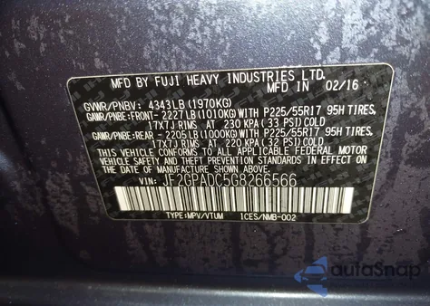 2016 Subaru Crosstrek 2.0I Premium из США, поврежденный, VIN JF2GPADC5G8266566